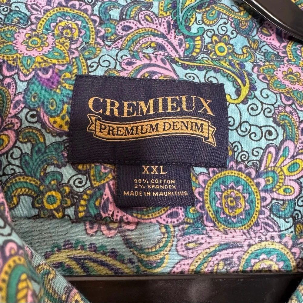 Cremieux‎ Men’s Short Sleeve Button Down Shirt XXL Multi-Color Paisley Print
